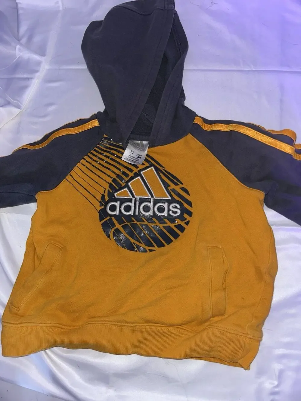 Kids Boys Adidas Size 3T orange And Grey Hoodie Hooded Sweatshirt
